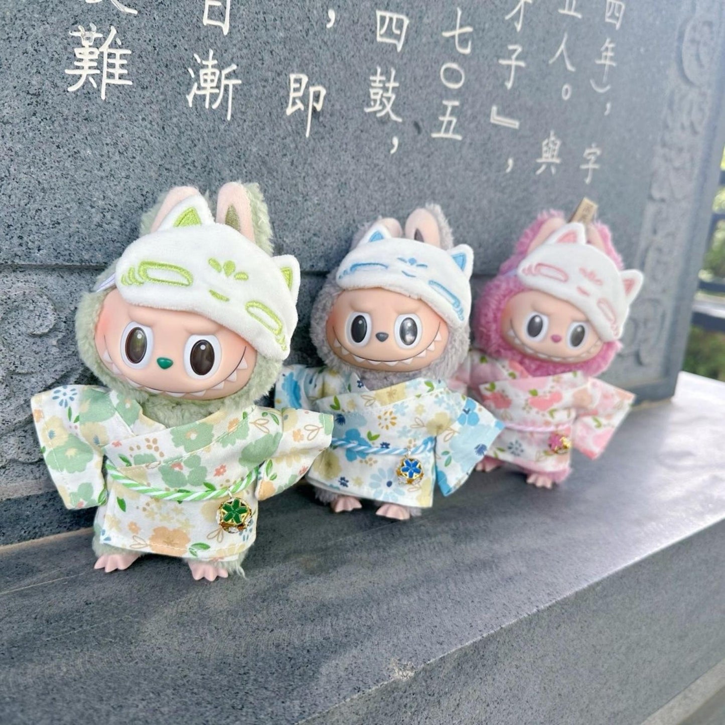 【Doll Outfit】Cute and fresh-style kimono for 17cm Labubu Generation 1, 2, and 3 figures – perfect for everyday doll styling.