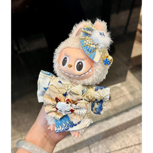 【Doll Clothes】Japanese-style outfit for 17cm plush and vinyl  Labubu Generation 1 & 2 figures – cute and charming.